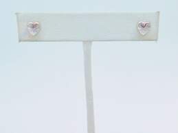 2 Pairs - 14K Yellow & White Gold Diamond Cut Heart & CZ Stud Earrings 1.8g alternative image