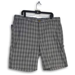 NWT Tommy Hilfiger Mens Gray Plaid Classic Fit Chino Shorts Size 38W