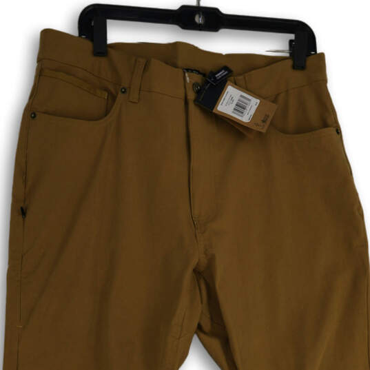 NWT Mens Brown Flat Front Straight Leg 5-Pocket Design Ankle Pants Size 34R image number 3