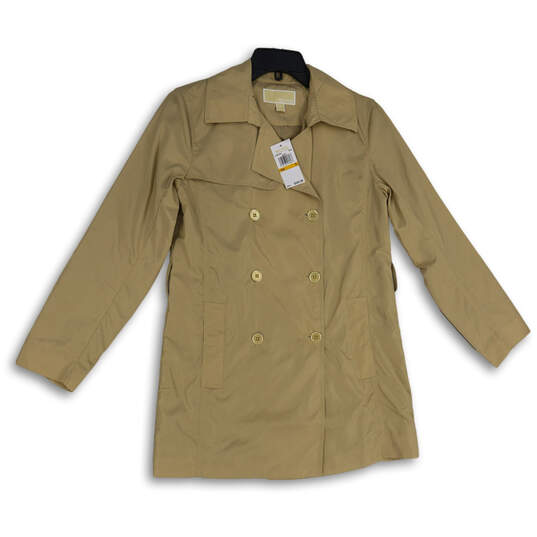 NWT Womens Brown Long Sleeve Double Breasted Trench Coat Size Small image number 1