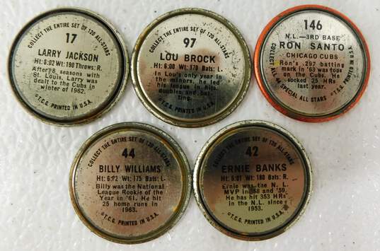 1964 Chicago Cubs Topps Coins HOF Banks HOF Brock HOF Santo HOF Williams image number 2