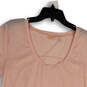 Womens Pink Short Sleeve Round Neck Stretch Pullover Blouse Top Size XL image number 3