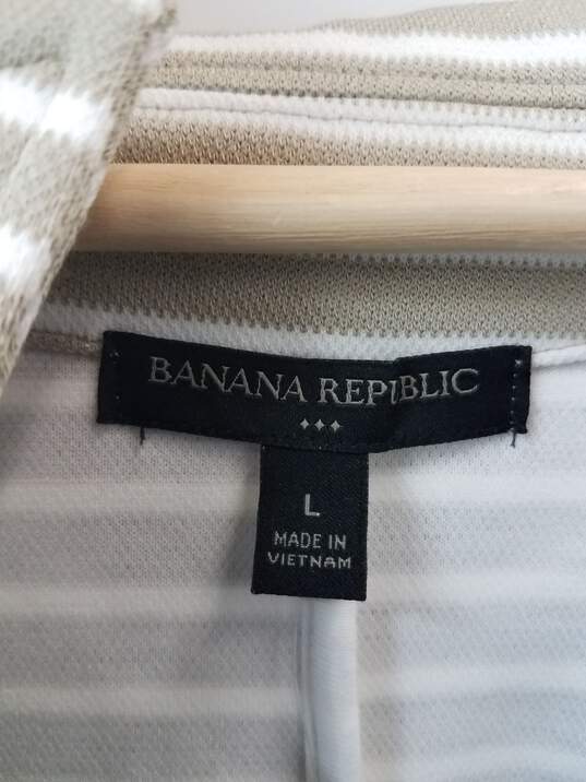 andanna Republic Womens Blazer Jacket Size L tan and white stripeB image number 3