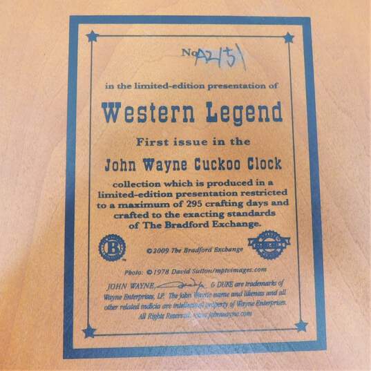 Bradford Exchange Western Legend John Wayne Cuckoo Clock image number 5