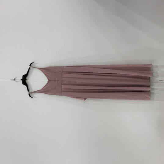 Womens Pink Pleated V-Neck Ruffle Sleeveless Back Zip Maxi Dress Size 12 image number 2