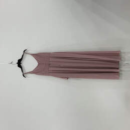 Womens Pink Pleated V-Neck Ruffle Sleeveless Back Zip Maxi Dress Size 12 alternative image