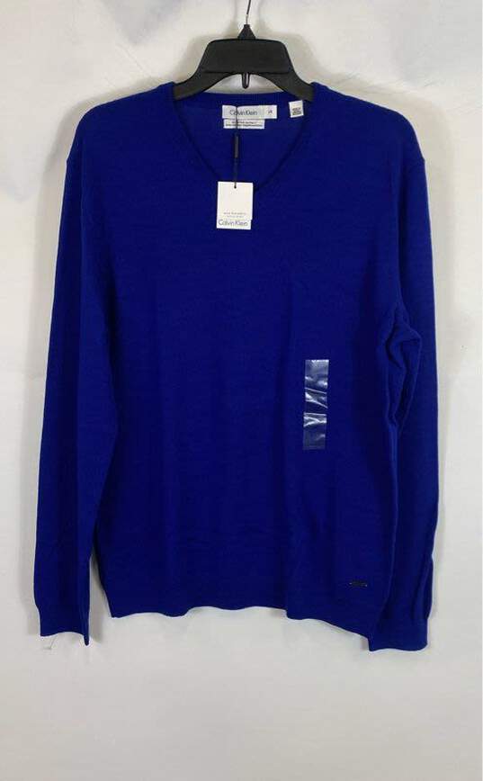Calvin Klein Blue V Neck Sweater - Size Large image number 1