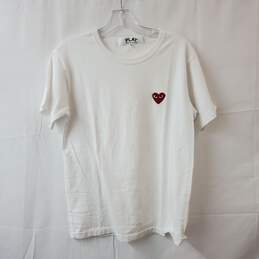 Comme des Garcons Play White Heart T-Shirt Size M