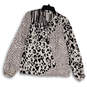 NWT Womens White Brown Animal Print Long Sleeve Pullover Blouse Top Size XS image number 1
