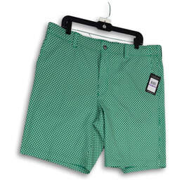 NWT Mens Green Printed Opti-Dri Flat Front Pockets Chino Shorts Size 38