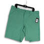 NWT Mens Green Printed Opti-Dri Flat Front Pockets Chino Shorts Size 38 image number 1