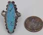 Artisan 925 Southwestern Faux Turquoise Cabochon Open Scrolled Long Ring 5.9g image number 2