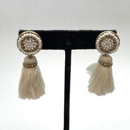 Designer J. Crew Gold-Tone Beaded Push Back Tassel Earrings