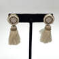 Designer J. Crew Gold-Tone Beaded Push Back Tassel Earrings image number 1