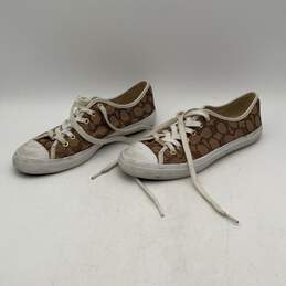 Coach Womens Brown White Empire Signature Cap Toe Lace-Up Sneaker Shoes Size 8.5