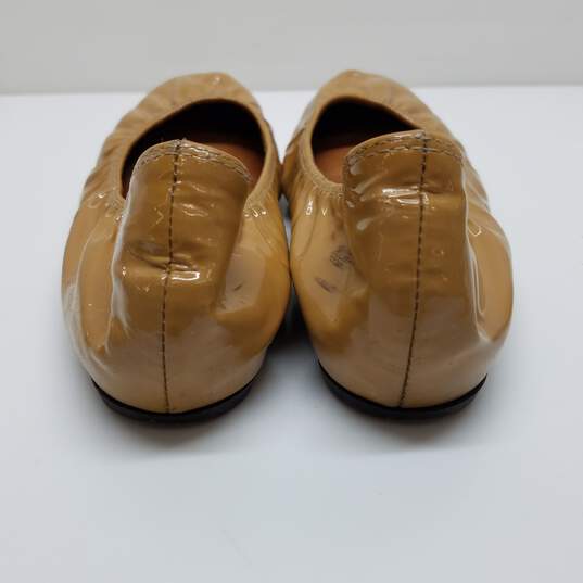 Authenticated Lanvin Brown Patent Leather Women's Ballet Flats image number 4