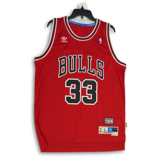 Adidas Mens Red Chicago Bulls Scottie Pippen #33 Hardwood Classics NBA Jersey L image number 1