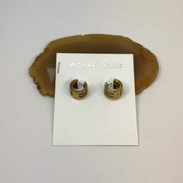 Designer Michael Kors Gold-Tone Rhinestone Pierced Hoop Earrings
