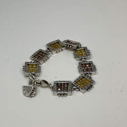 Designer Brighton Silver-Tone Square Amber Crystal Stone Chain Bracelet alternative image