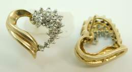 10K Yellow Gold 0.44 CTTW Diamond Ribbon Heart Post Earrings 2.6g alternative image