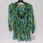 Ellen Tracy Women's Carnaval Embellished Neck Cinch Waist Blouse Top Size S NWT image number 1