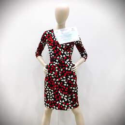 Diane von Furstenberg B&W & Red Wrap Dress alternative image