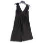 Womens Black Ruffled Sleeveless V-Neck Knee Length A-Line Dress Size 6 image number 3