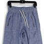 Womens Blue Elastic Waist Zipper Pocket Wide Leg Ankle Pants Size 4 image number 3