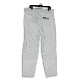 Mens White Flat Front Pockets Zip Athletic Sweatpants Size X-Large alternative image