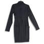 Womens Black Long Sleeve Mock Neck Front Zip Sheath Dress Size Small image number 2