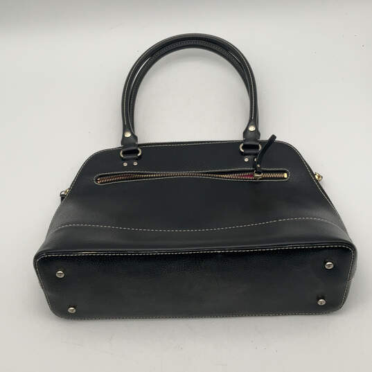 Womens Wellesley Rachelle Black Leather Double Handles Satchel Bag image number 2