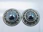 Judith Jack 925 Sterling Silver Marcasite & Pearl Omega Clip Earrings image number 3