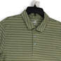 Mens Green Striped Spread Collar Short Sleeve Polo Shirt Size Large image number 3