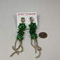Designer Betsey Johnson Gold-Tone Rhinestones Ice Queen Bow Drop Earrings image number 3