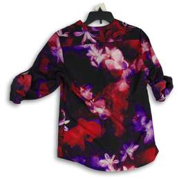 NWT Calvin Klein Womens Multicolor Floral Roll Tab Sleeve Button-Up Shirt Size M alternative image