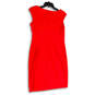 Womens Red Square Neck Sleeveless Knee Length Back Zip Sheath Dress Size 10 image number 2