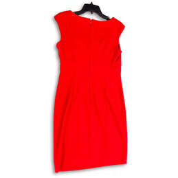 Womens Red Square Neck Sleeveless Knee Length Back Zip Sheath Dress Size 10 alternative image