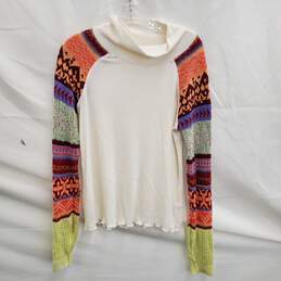 Free People Prism Fair Isle White Multicolor Sweater Women's Size M