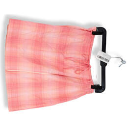 Women's Pink Plaid Waist Band Side Slit Mini A-Line Skirt Size 10