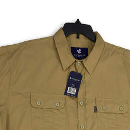 NWT Mens Tan Collared Short Sleeve Flap Pocket Button-Up Shirt Size 3XB alternative image