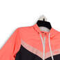 Womens Pink Gray Long Sleeve Hooded Full-Zip Windbreaker Jacket Size XS image number 3