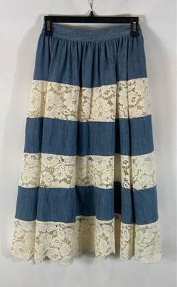 Alice + Olivia Multicolor Denim Lace Skirt - Size 2 NWT