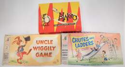 Lot of 3 Vintage Board Games Bingo Chutes & Ladders