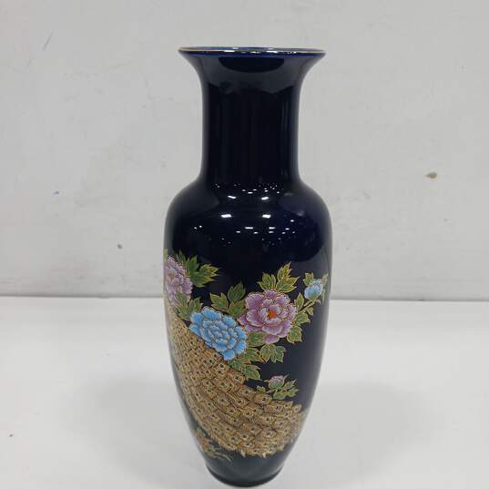 Painted Blue Vase Made in Japan image number 3
