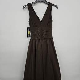 Brown Chiffon Sleeveless V Neck Fit Flare Dress alternative image