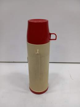 Vintage Thermos Vacuum Flask w/ Lid Red & Beige Model: 2402