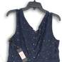 NWT Womens Navy Blue Sleeveless V-Neck Back Zip Fit And Flare Dress Size 14 image number 4