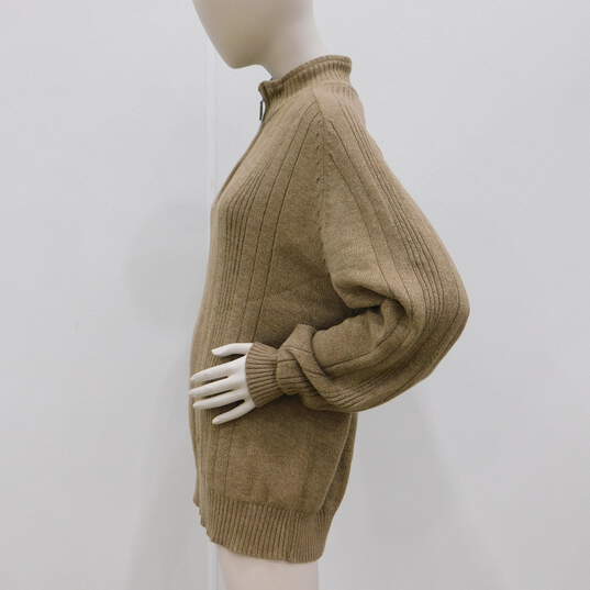 Oscar De La Renta Brown 1/4 Zip Pullover Sweater image number 7