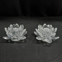 Pair of Crystal Flower Candle Holders alternative image