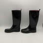 Womens Black Round Toe Mid-Claf Pull-On Waterproof Rain Boots Size 6 image number 4